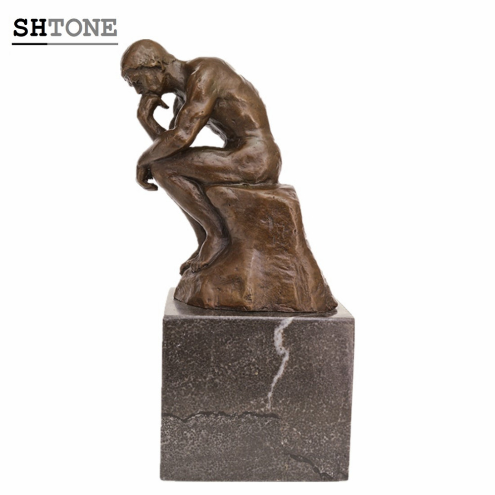 Shtone The Thinker статуя TPE-185 бронзовые статуи мышление человек скульптура домашний декор