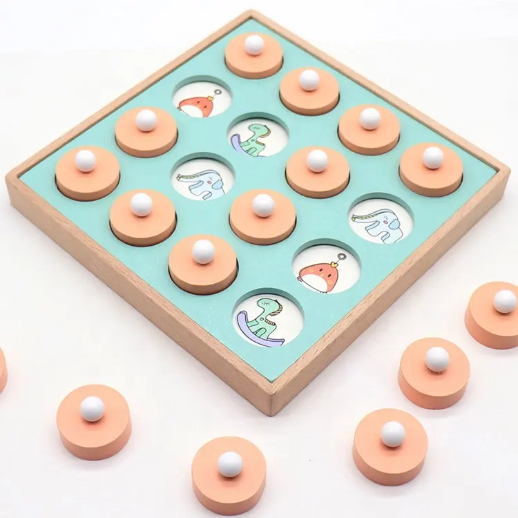 Montessori Matching Brain Memory Box Card Game Educational Children Logic Thinking Wooden Memory Chess