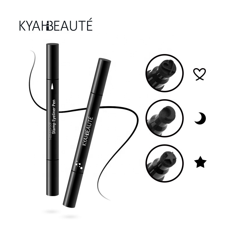 Двухсторонняя подводка для глаз KYAHBEAUTE, черная Звездная луна, сердце, тату, печать, ручка, эскизный маркер, жидкая клейкая подводка для глаз, штамп