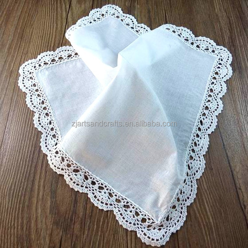 683449 100% хлопок, белый вязаный крючком hanky для женщин