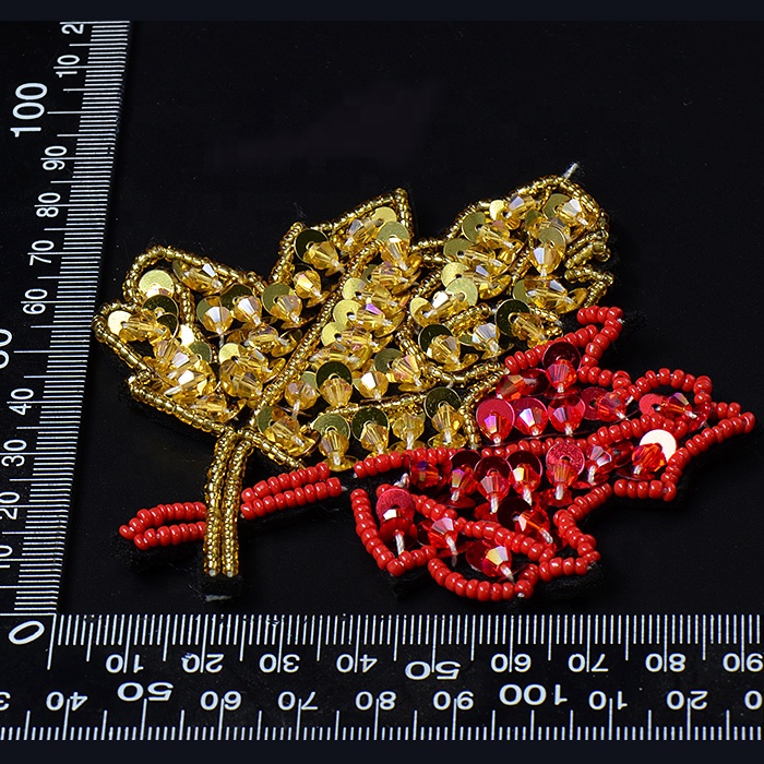2018 Новая мода Дизайн Кленовый лист стеклянные бусины Блестки spangles бисером hot fix и пришить Аппликация патч для одежды