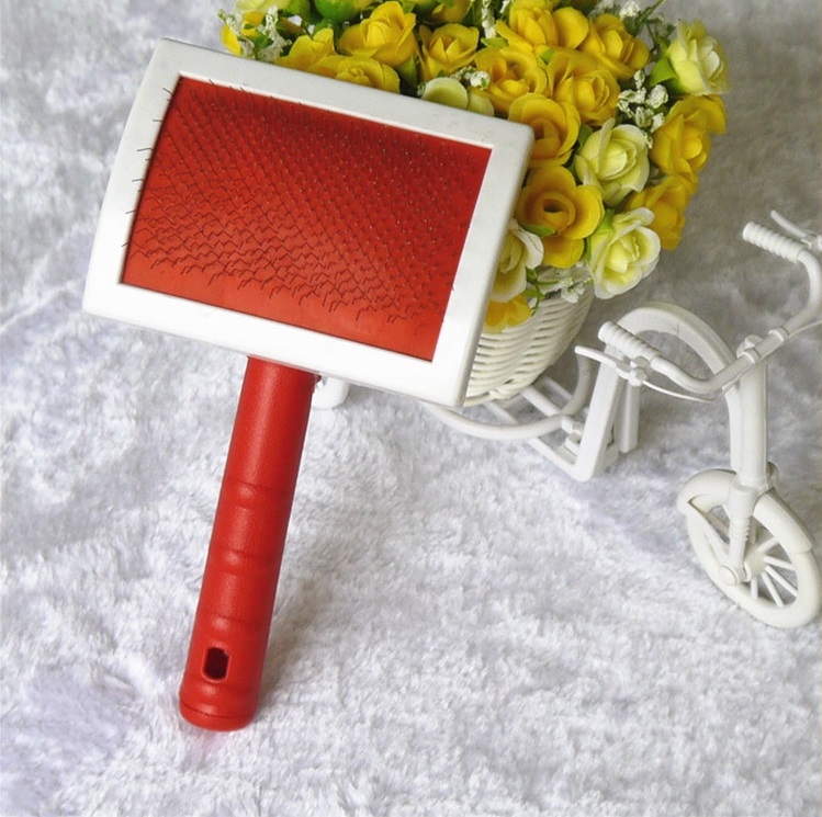 Wholesale Custom Color Logo Acceptable Plastic Handle Dog Animal Slicker Comb Brush For Long Hair Pet With Flexible Steel Pins