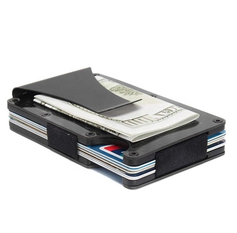2019 Лучшая Продажа Ультра Тонкий RFID настоящий карбоновый кошелек для карт, минималистичный алюминиевый держатель для кредитных карт с зажимом для денег