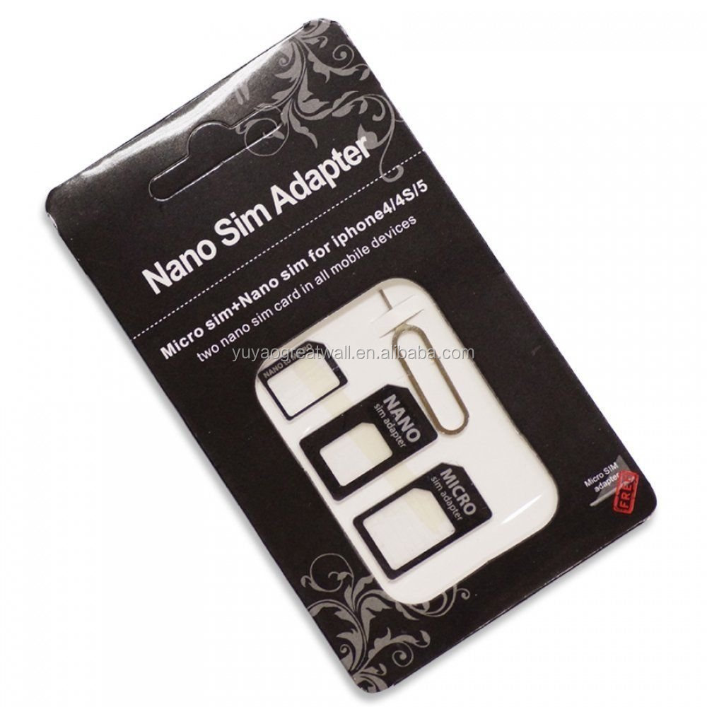 Адаптер USB SIM-карты Nano Micro Standard 4 в 1 комплект преобразователей