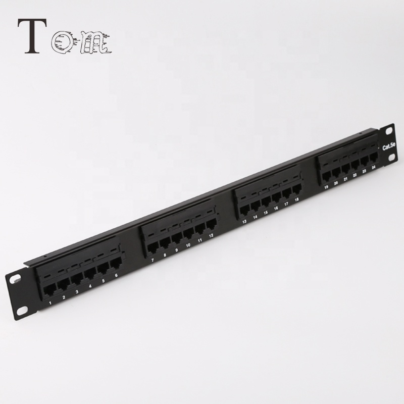 TOM-PN-02 19'' 1U UTP CAT5E/CAT6 telecom communication AMP style 24 Ports Krone IDC Patch Panel
