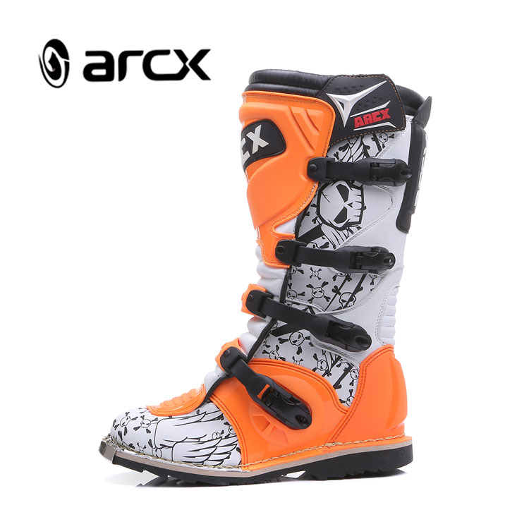 Байкерские ботинки ARCX для мальчиков из микрофибры, профессиональные скоростные гоночные сапоги до колена, сапоги для мотокросса