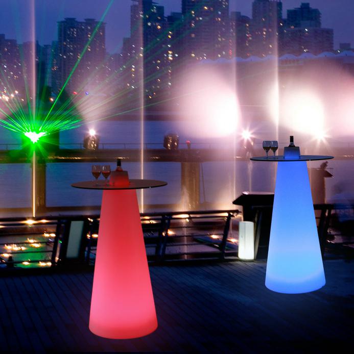 illuminated glow LED Cocktail Party Table Plastic Lit Glasses Top Banquet Cocktail Table mid-size feet cocktail table