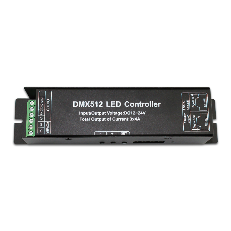 12V 192W цифровой дисплей RGB LED контроллер RJ45 3 канала 3CH RGB DMX512 DMX декодер