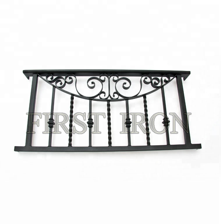 Short faux wrought iron juliet balcony railings, ornamental galvanized steel railings