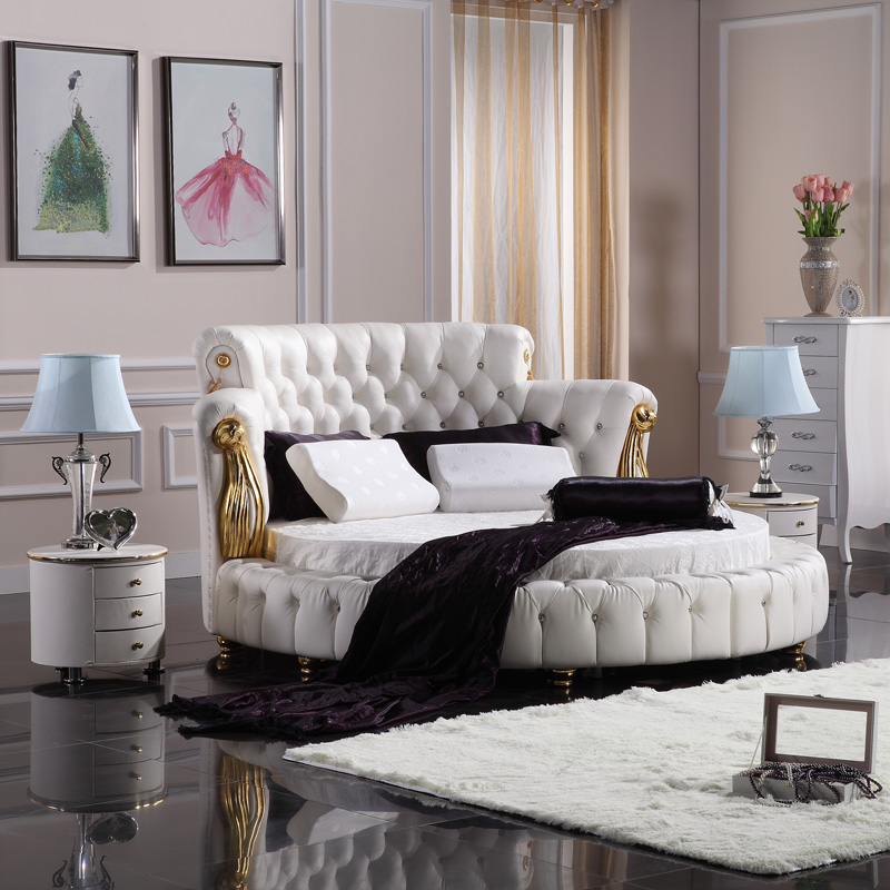 FO218 neoclassic круглая кожаная кровать новая кожаная кровать chesterfield мягкая викторианская мебель для спальни
