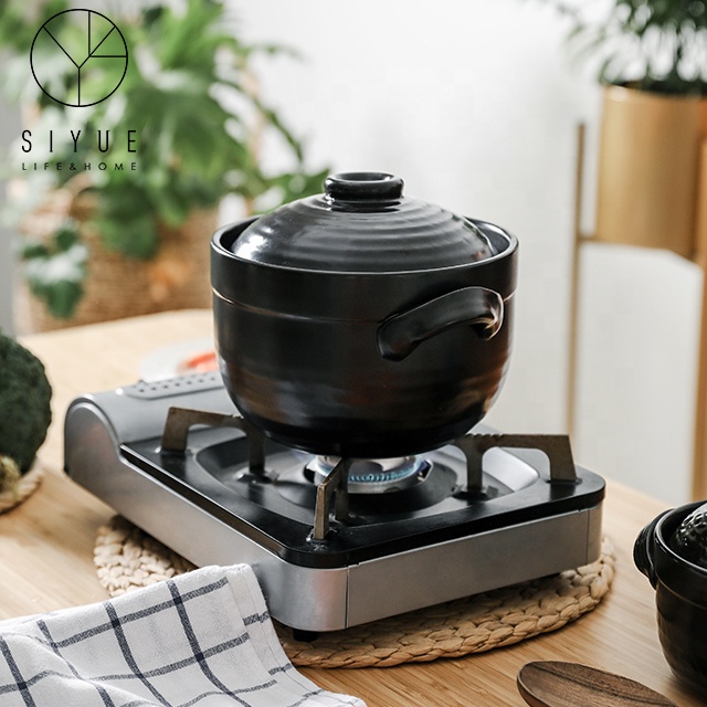 Черная круглая эмалированная чугунная кастрюля для кухни, большой горшок 1509