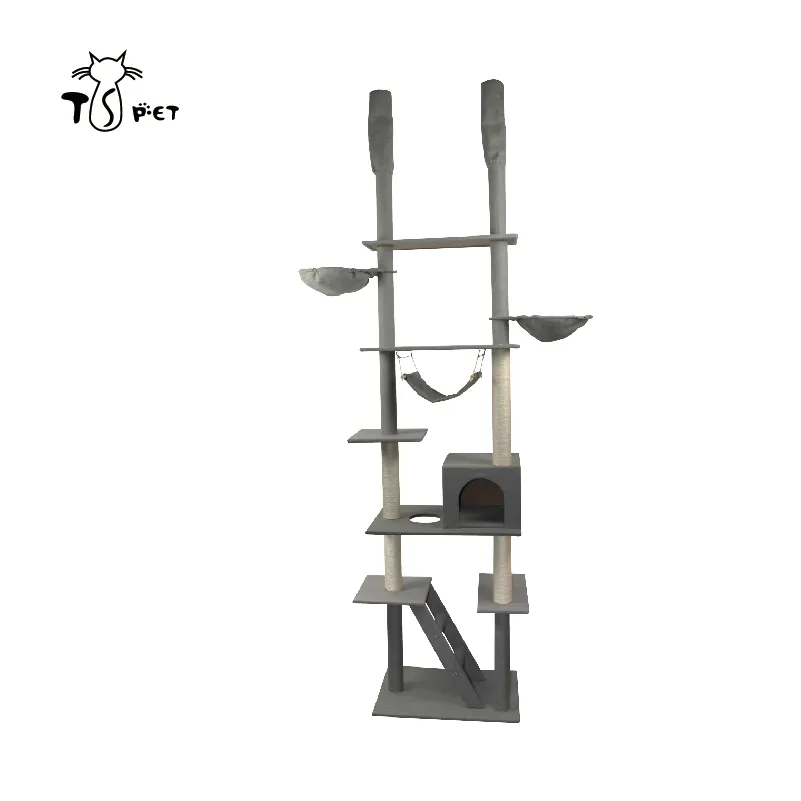 China Manufacturer Cat Tree Scratch Floor To Ceiling Linen Wholesale Durable Cat Scratcher Castle