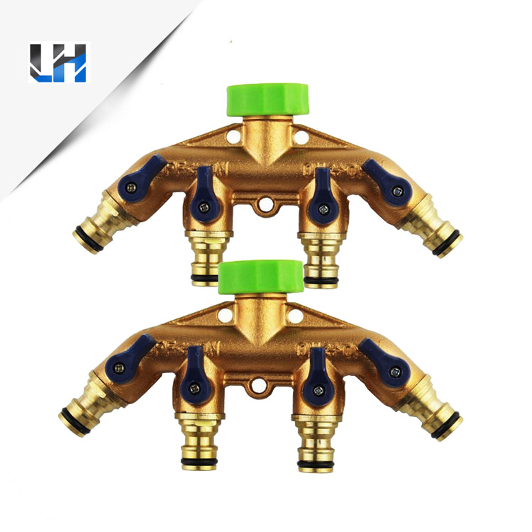 3/4 дюйма латунь 4 Way Splitter шланг Нажмите разъем с соской