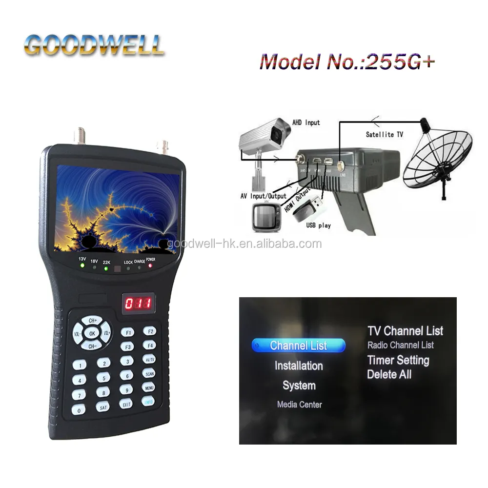 Support AHD/TVI/CVI CCTV Camera Testing 4.3" Portable LCD Monitor Digital Satellite Finder with DC 12V Output