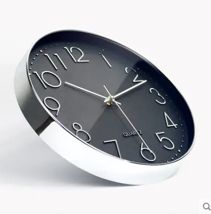Modern decorative plastic highlight Silver Frame Creative Elegance buy Online Wall Clock Round 12 inch