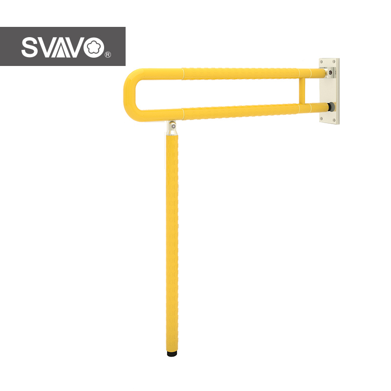 Non Slip U Shape Folding Security Grab Bar Handrail With Support Leg