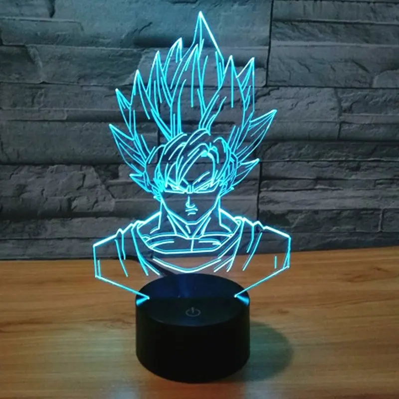 Dragon Ball Z Super Saiyan God Goku Action Figures 3D Table Lamp 7 Color Changing Night Light for Boys Kids Gifts