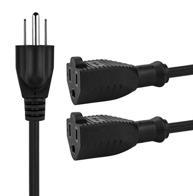 0,3 м черный 16AWG 3 зубец Y сплиттер кабель удлинитель силовой кабель