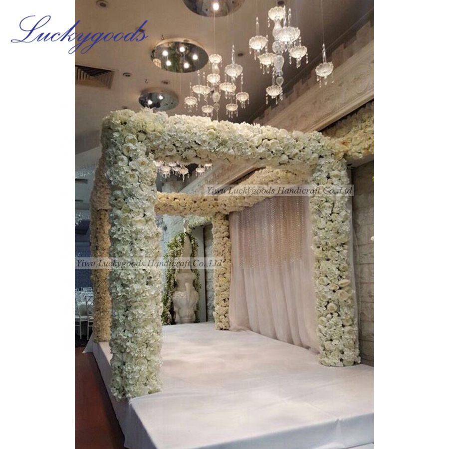 LFB681 elegant large handmade square pavilion wedding flower arch flower wall wedding stage backdrop
