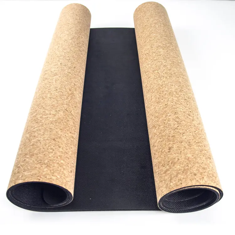 Eco-friendly High Density 6mm thick Custom Logo Non Slip Strap 100% Cork TPE Yoga Mat