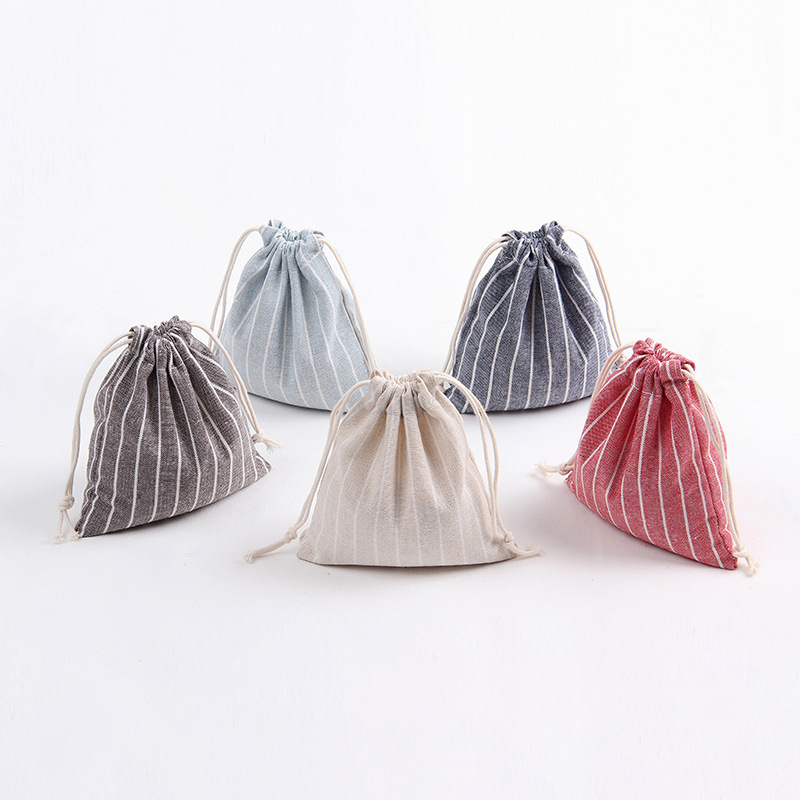 Оптовая продажа Хлопок Ткань полоса дизайн белье небольшой Прачечная Drawstring мешок Рекламные