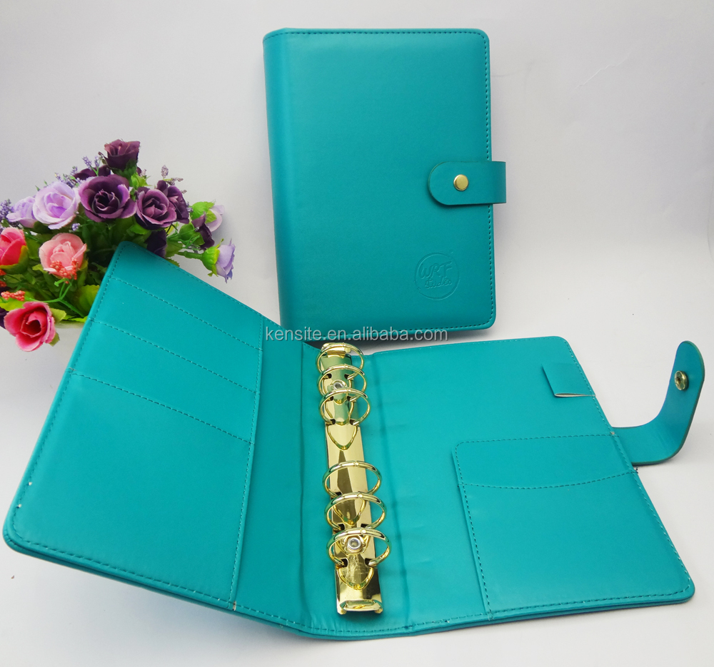 Логотип emboss зеленая искусственная кожа кольцо для блокнота binder