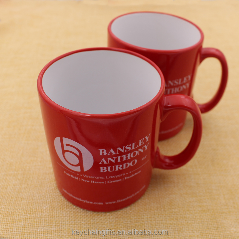 Good quality red porcelain tea coffee cup ceramic mug with customized logo