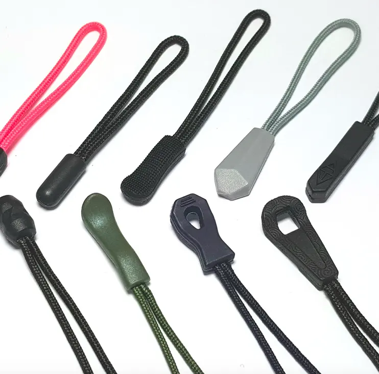 Custom logo soft pvc rubber cord zipper slider puller for garments