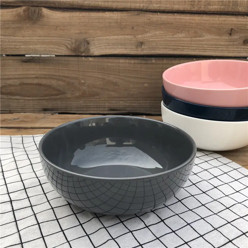 Eco-Friendly wholesale 980ml salad bowl four color highly quality ceramic for home usage