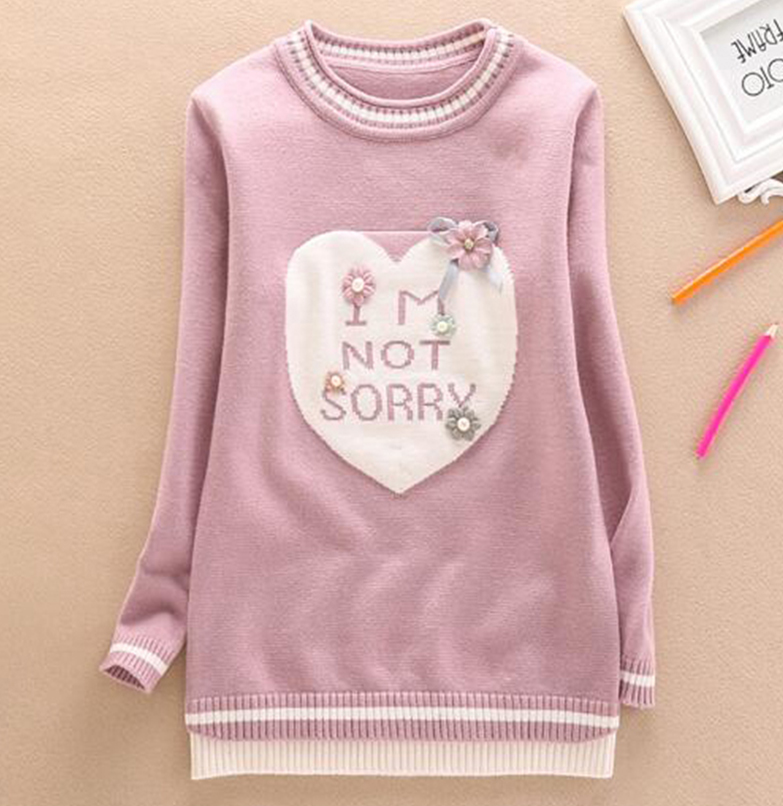Новый дизайн oversize вязать свитер для девочек