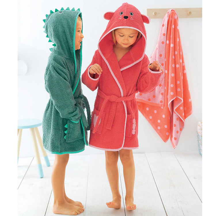 children fleece bath robe warm cotton homewear kids bathrobe