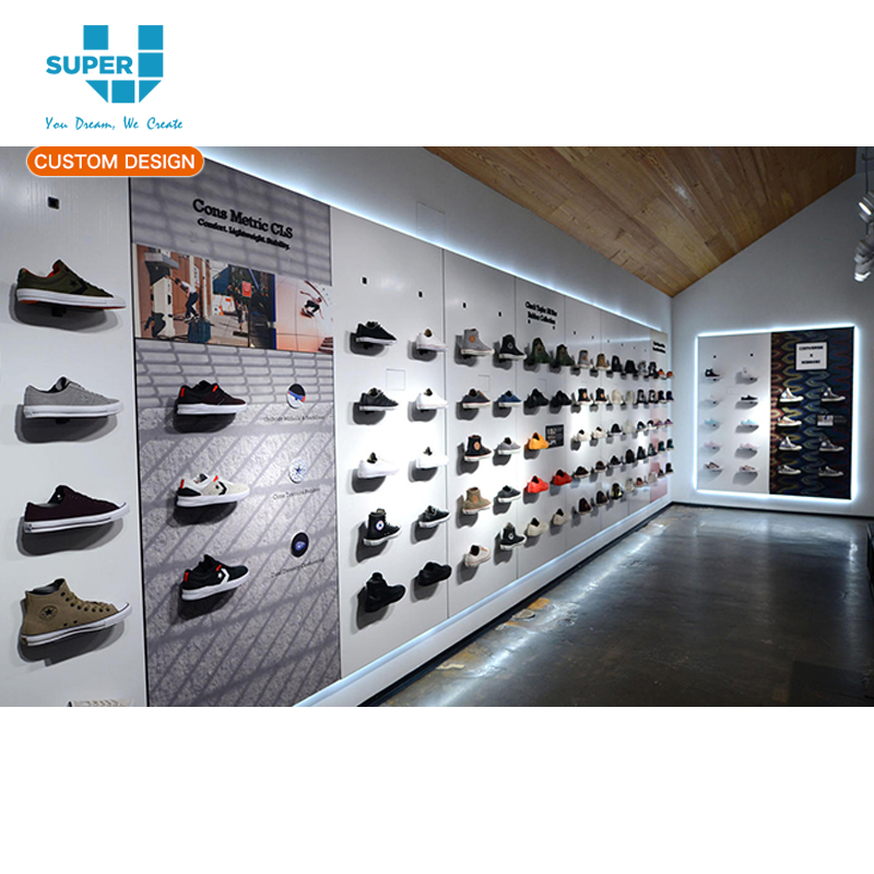 Store Design Metal Led Sneaker Display Rack And Shelves