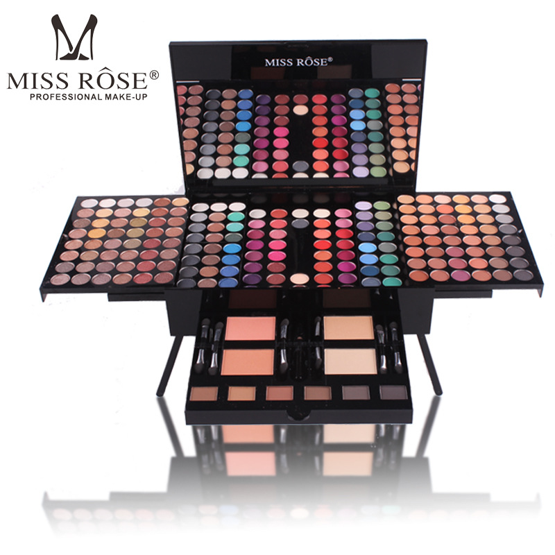 MISS ROSE 180 оттенков блестящие матовые тени для век палитра для макияжа Профессиональный макияж miss rose набор для макияжа