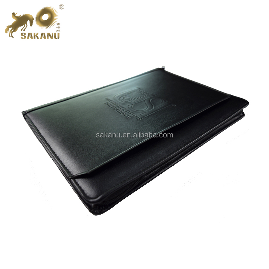 High Quality Customized Leather Portfolio Folder Travel Wallet Document Holder With Calculator