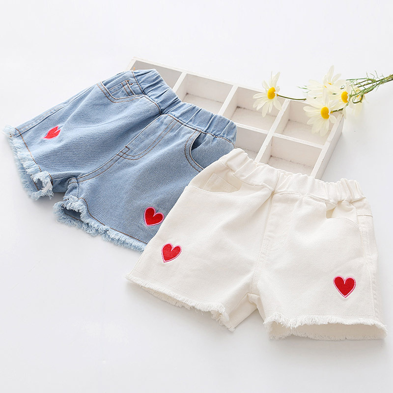 Hot Fashion Casual Girls Summer Jeans love Pants Shorts Kids Children jeans Pants Trousers