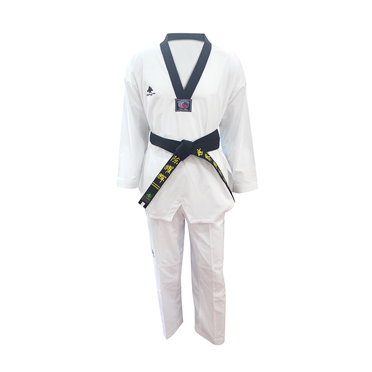 2018 high quality custom white Martial arts wear pine tree light ribbed taekwondo uniform
