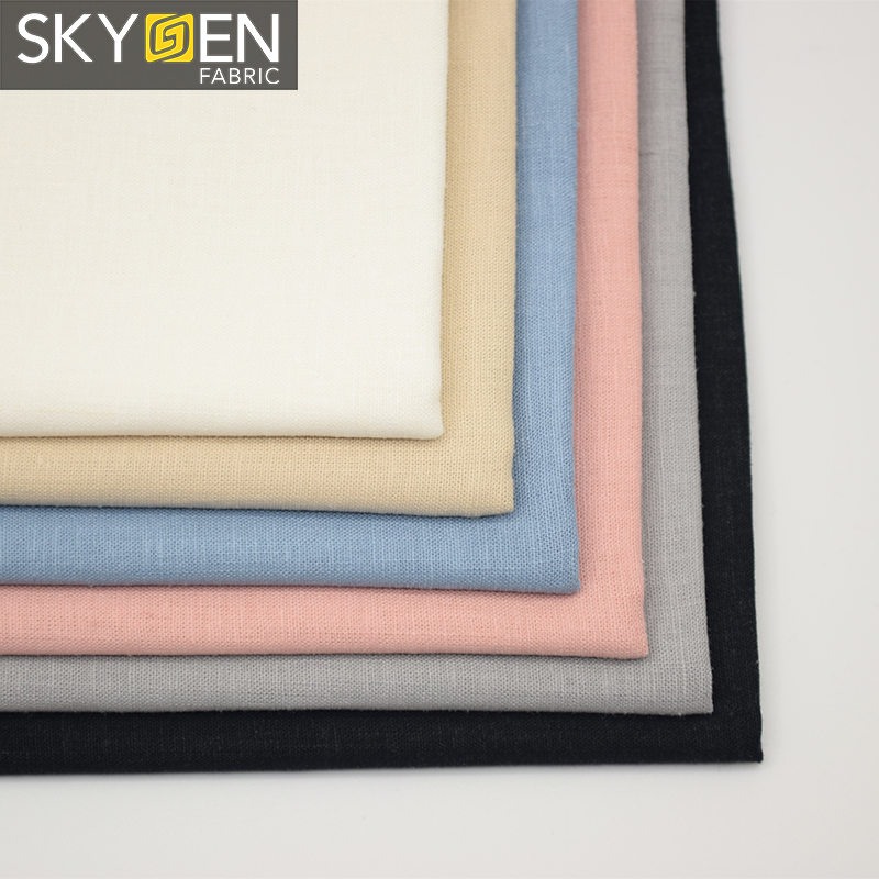 Распродажа 2019, рубашки Skygen, ткань, однотонная окрашенная, мягкая, однотонная, оптом, 55% лен, 42% вискоза, 3% спандекс, ткань для одежды