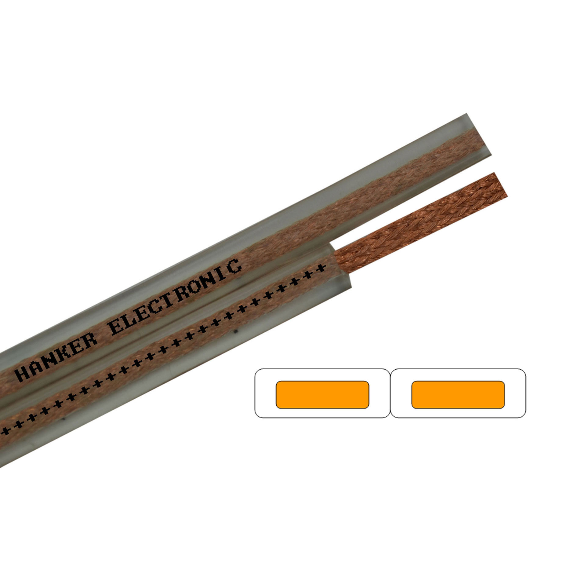 Плоский прозрачный акустический кабель с ПВХ оболочкой 2x14AWG