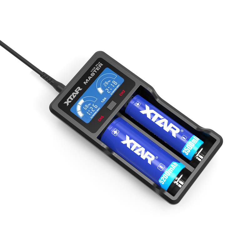 Новый внешний аккумулятор для 2 слотов XTAR Master VC2 plus, зарядное устройство для аккумуляторов 3,7 в 18650, литий-ионных батарей