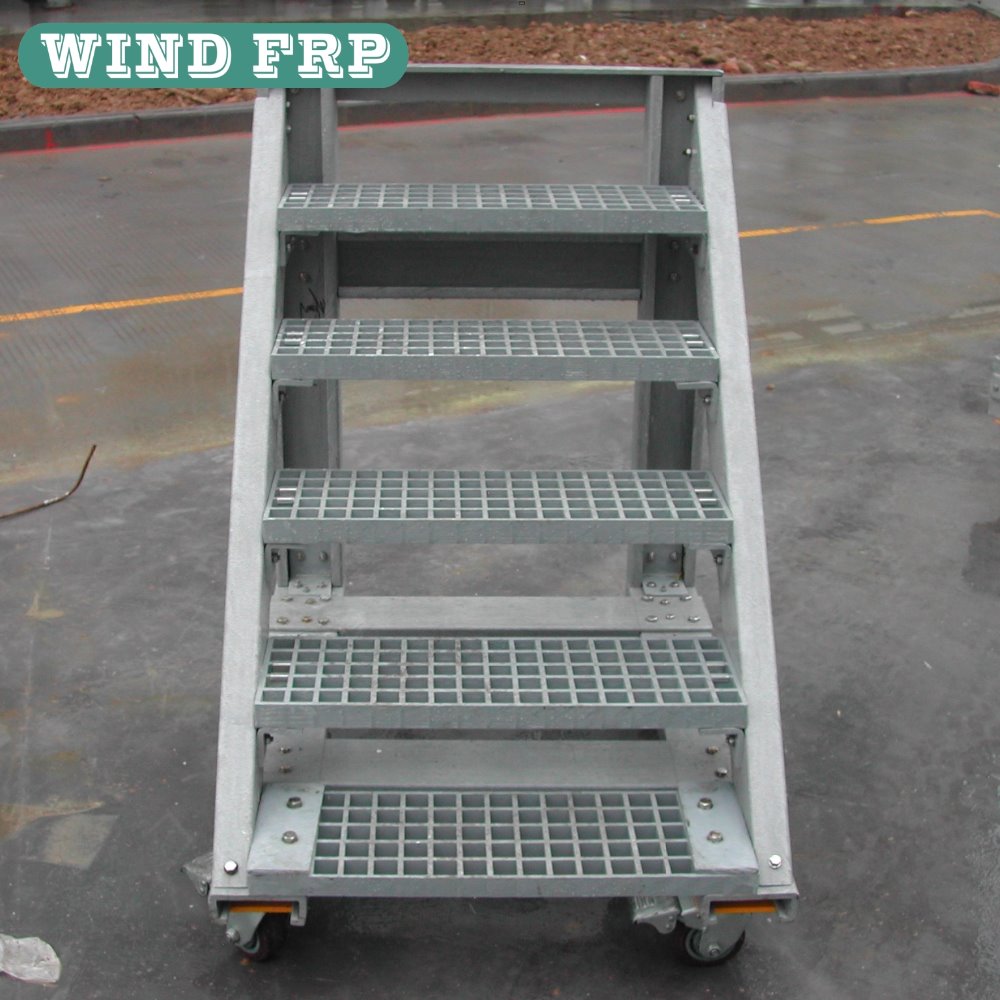 FRP nosing on steel cheque plate