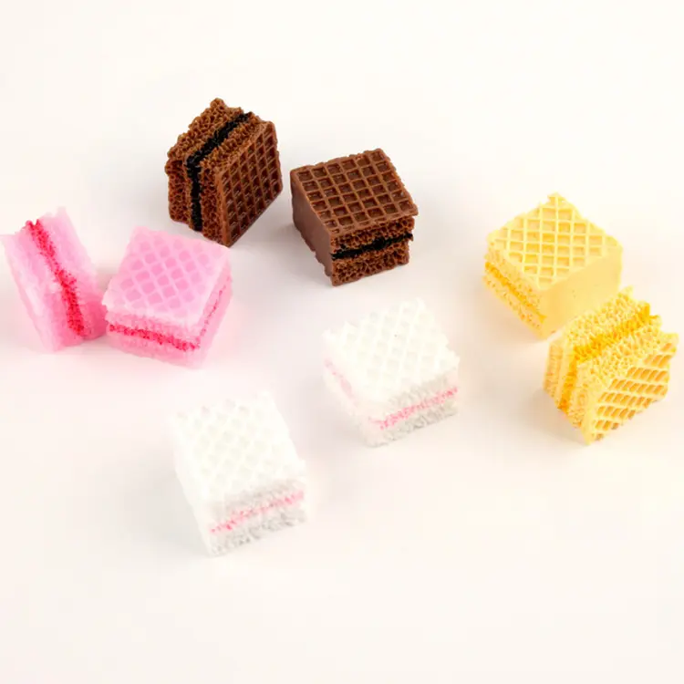 good quality square shape flat back resin simulation sweet cookies for keychain