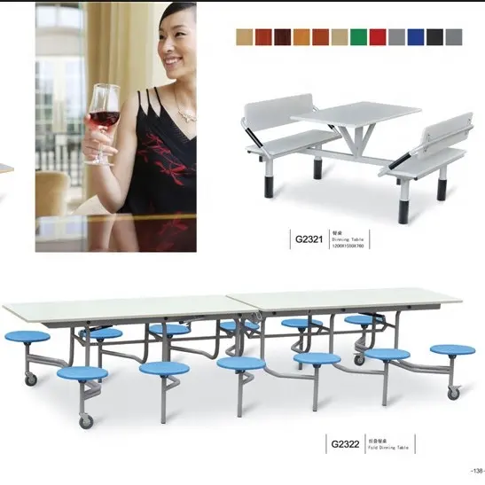 Factory supply school foldable cafeteria table with 12 seats and 8 seats