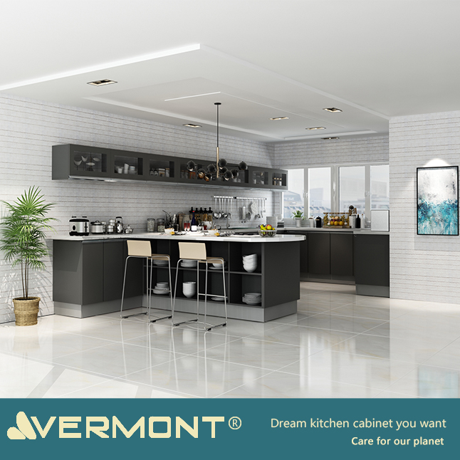 2018 Vermont оригинальный Европейский индивидуальный серый цвет матовый лак современный кухонный дизайн