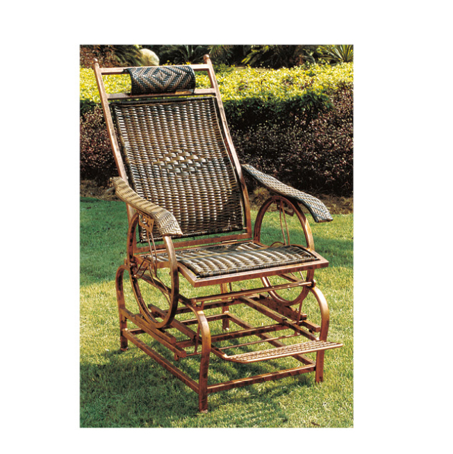 antique wood reclining rocking chair