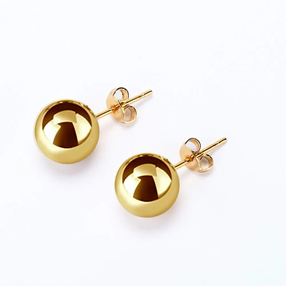 Chengfen Jewelry Direct Sale Cheapest Price From Size 2mm To 12mm Stud Gold Ball Earring