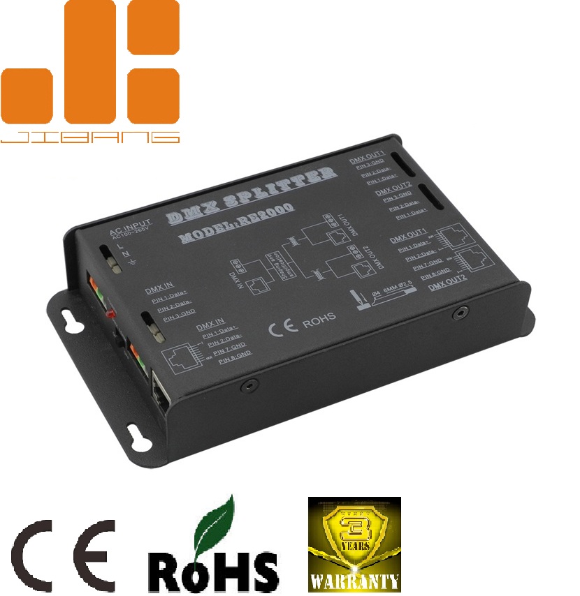 2017 Горячая 2CH DMX разветвитель AC110-240V свет DMX512 усилитель сигнала RE2000