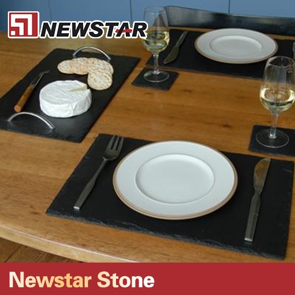 Square Shape Black Natural Slate Placemat