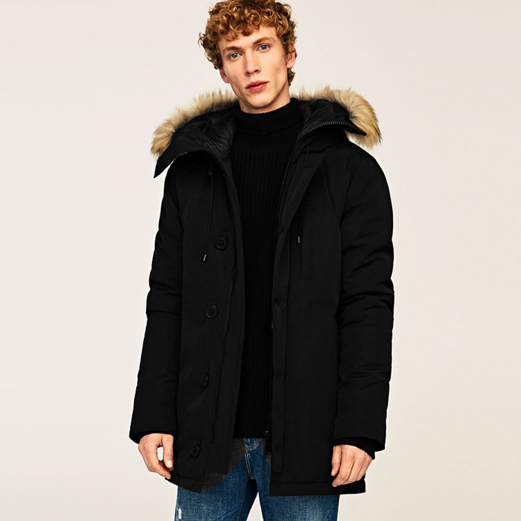 Мужская 2017 a/w эффект меха с капюшоном куртка пальто