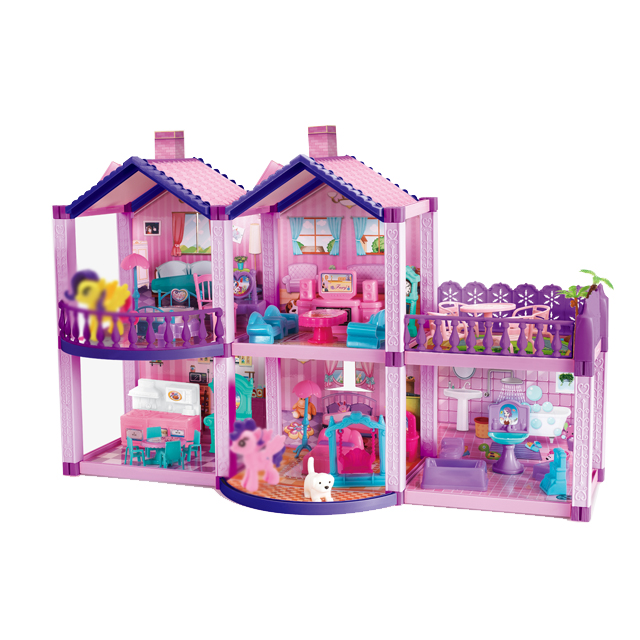 Family Pretend Play diy house toys diy mini house 120pcs villa hous toy