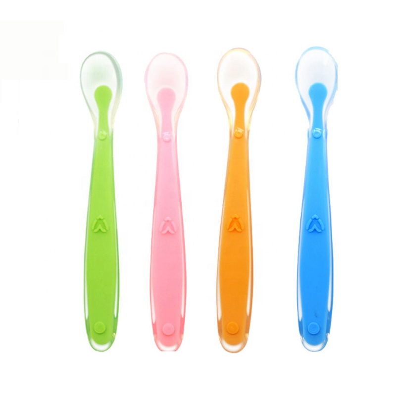 BPA Free Soft-Tip First Stage Silicone Baby Spoons Silicone Baby Training Feeding Spoons Cuchara de bebe